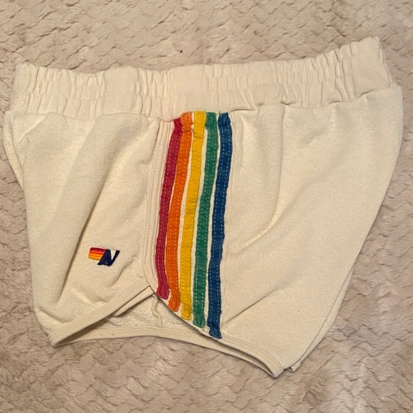 Aviator Nation Ivory Shorts with Vibrant Stripes - Picture 1 of 6